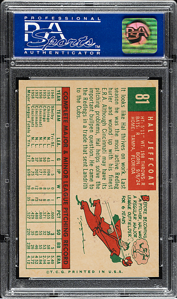 1959 Topps #81 Hal Jeffcoat PSA NM-MT 8