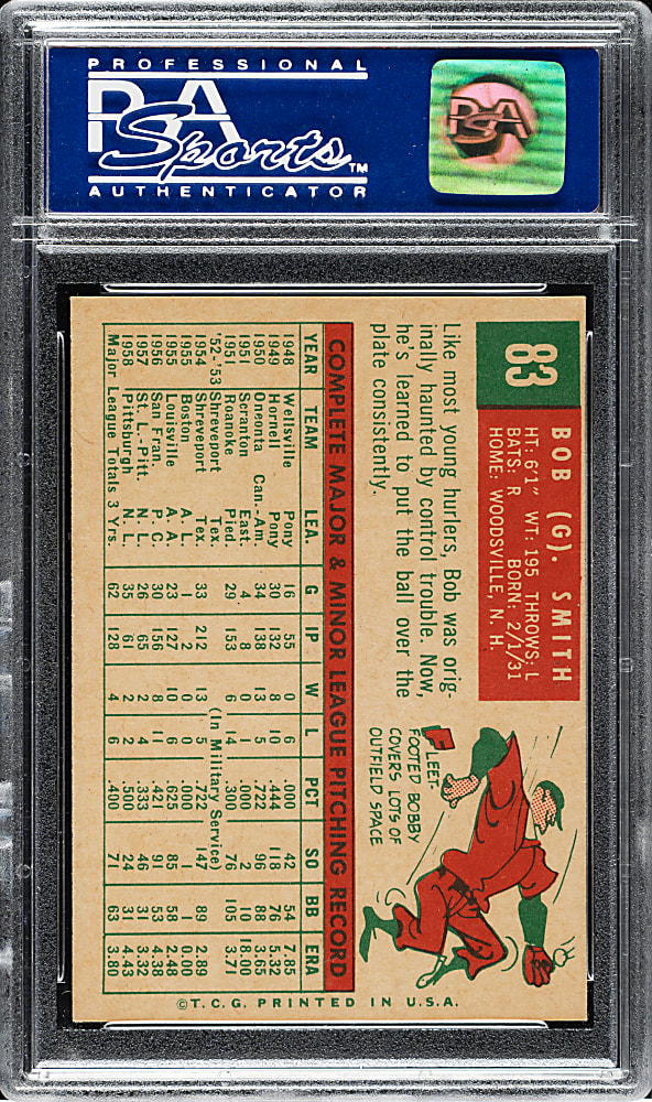 1959 Topps #83 Bob Smith PSA NM-MT 8