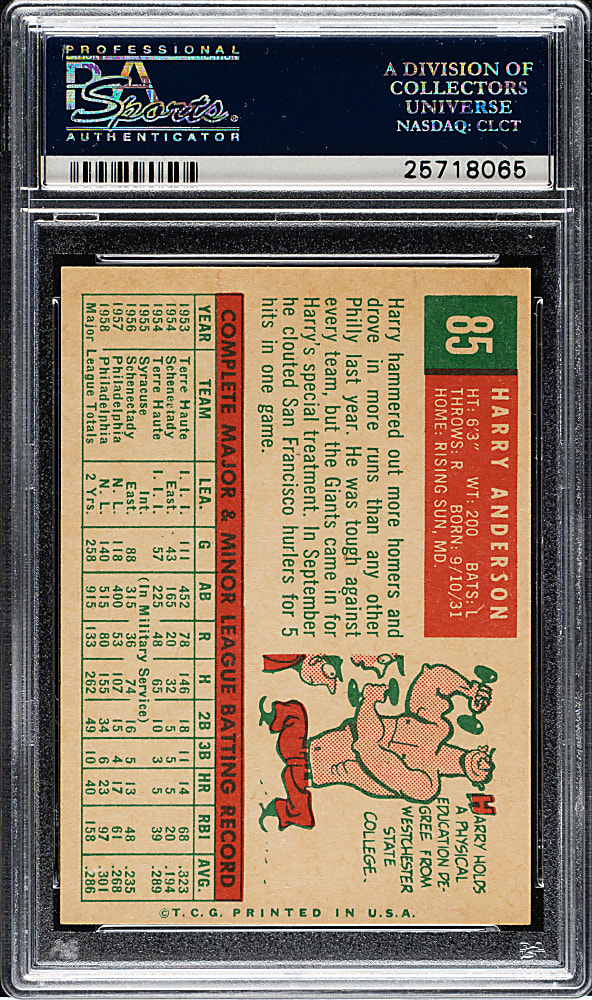 1959 Topps #85 Harry Anderson PSA NM-MT 8