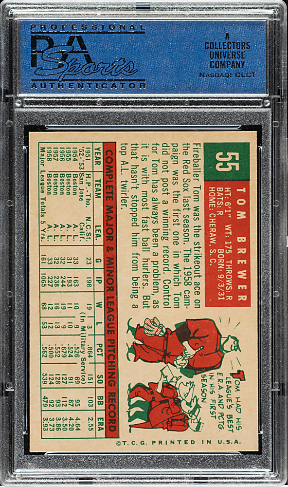 1959 Topps #55 Tom Brewer PSA NM-MT 8