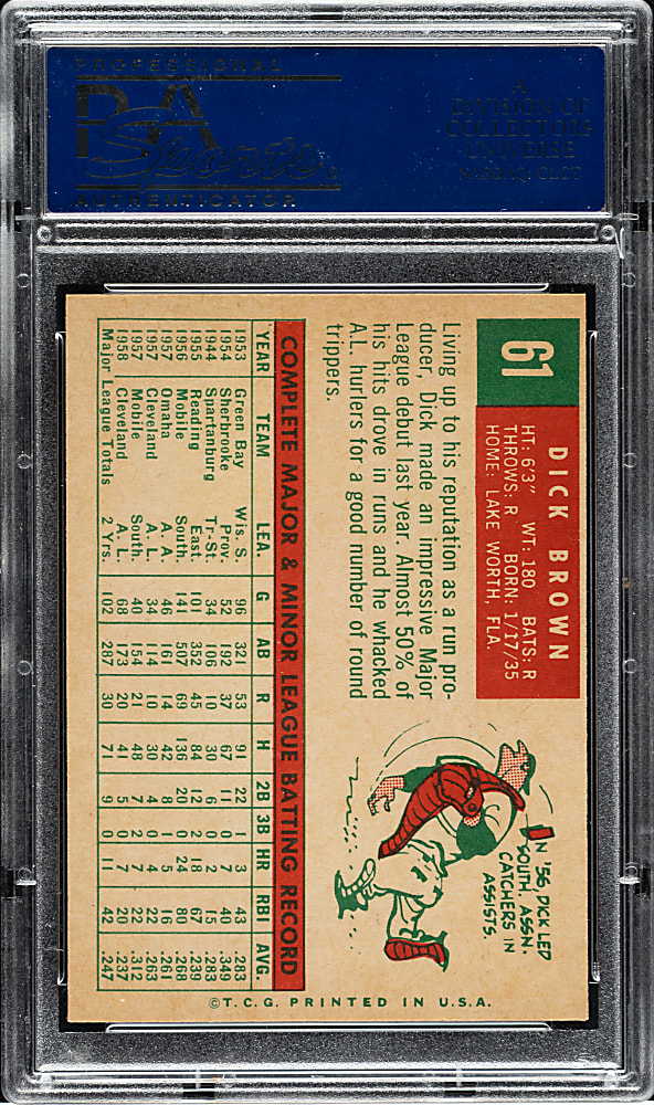 1959 Topps #61 Dick Brown PSA NM-MT 8