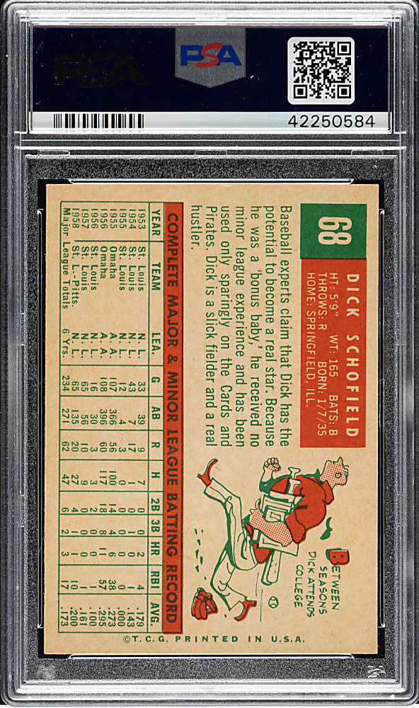 1959 Topps #68 Dick Schofield PSA NM-MT 8