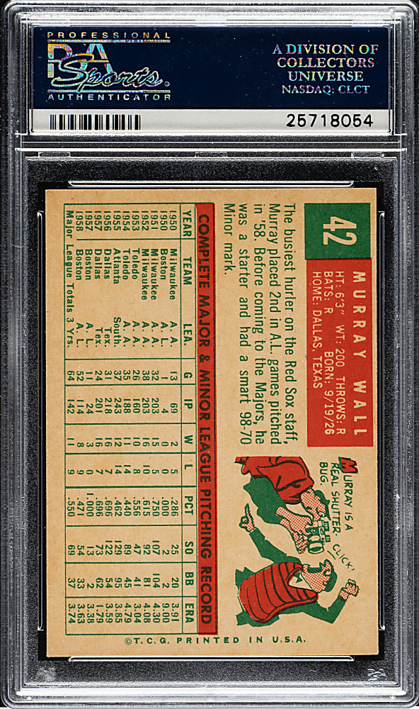 1959 Topps #42 Murray Wall PSA NM-MT 8