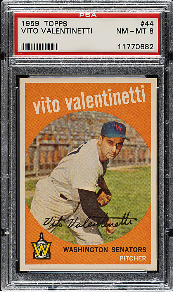 1959 Topps #44 Vito Valentinetti PSA NM-MT 8