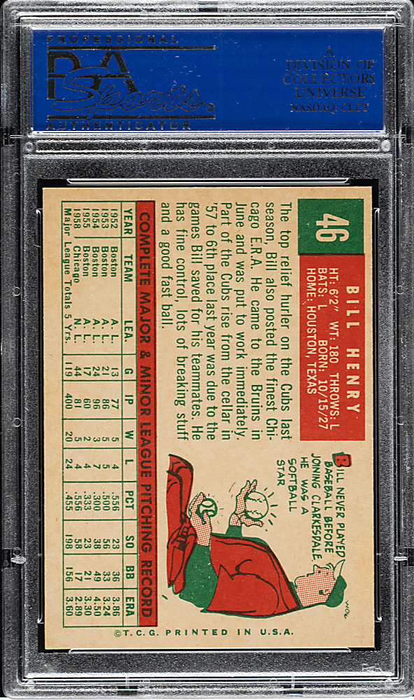 1959 Topps #46 Bill Henry PSA NM-MT 8
