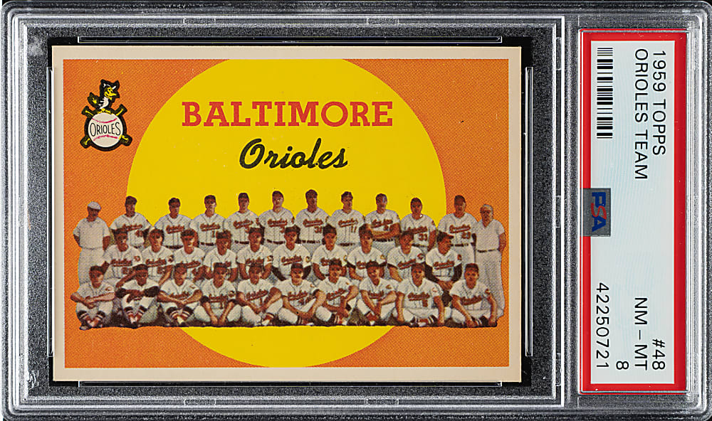 1959 Topps #48 Baltimore Orioles Team PSA NM-MT 8