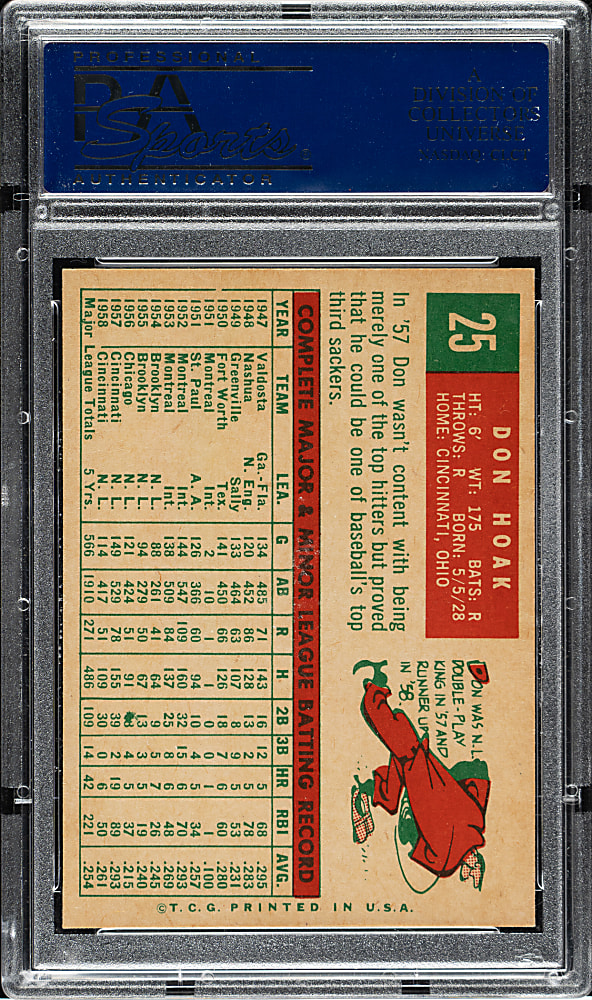 1959 Topps #25 Don Hoak PSA NM-MT 8