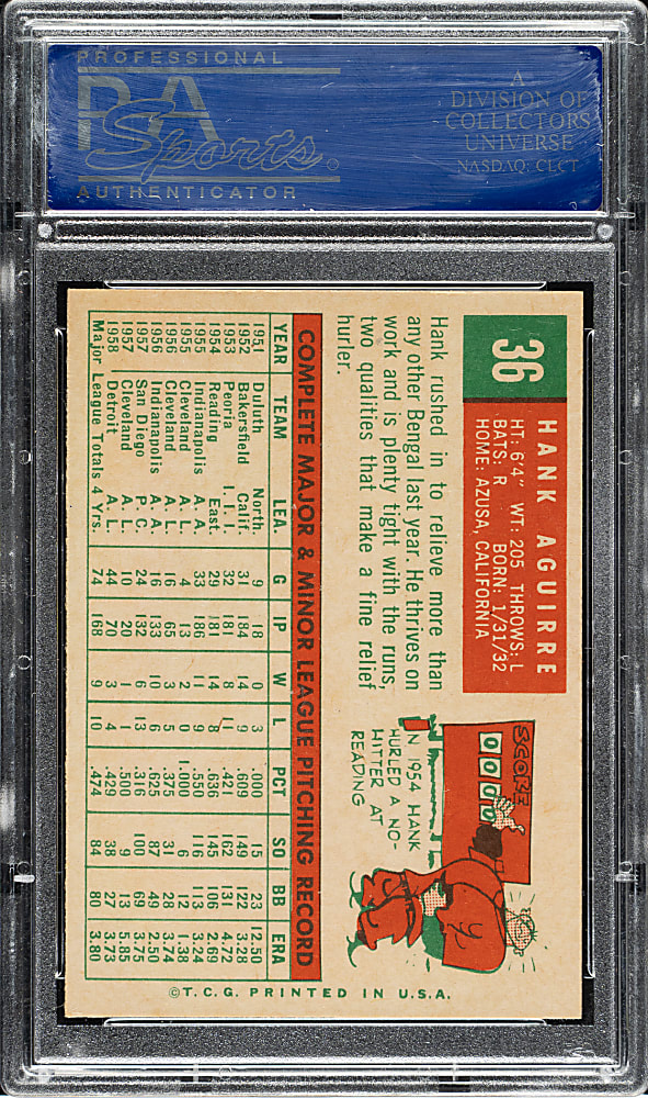 1959 Topps #36 Hank Aguirre PSA NM-MT 8