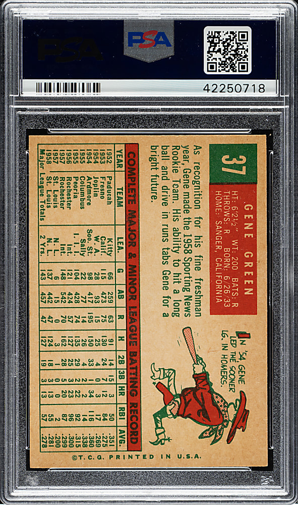1959 Topps #37 Gene Green PSA NM-MT 8