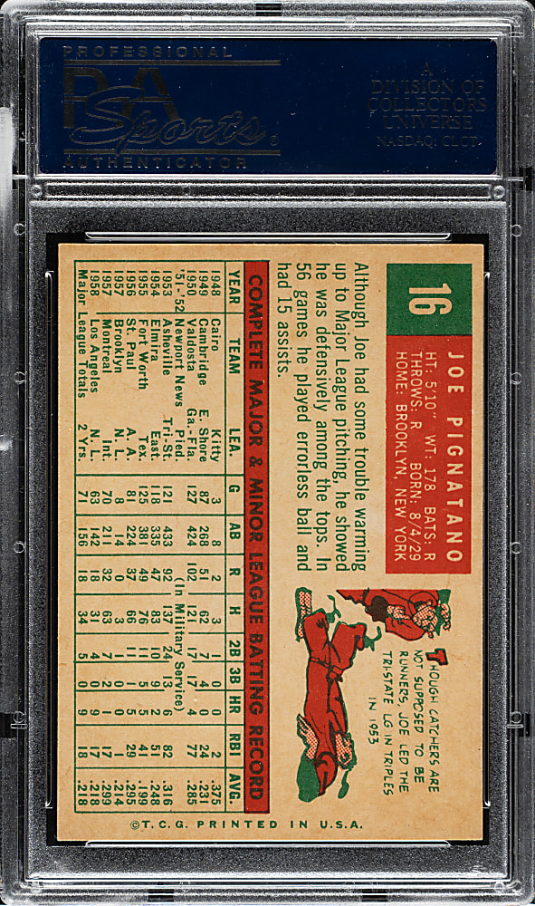 1959 Topps #16 Joe Pignatano PSA NM-MT 8