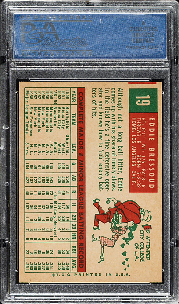 1959 Topps #19 Ed Bressoud PSA NM-MT 8