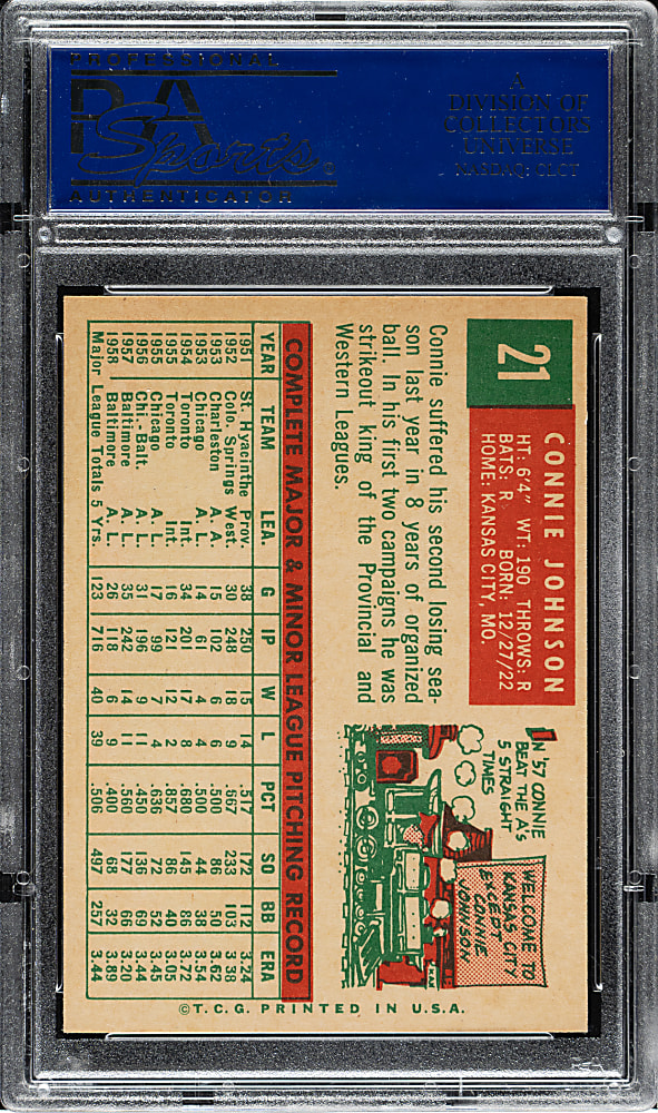 1959 Topps #21 Connie Johnson PSA NM-MT 8