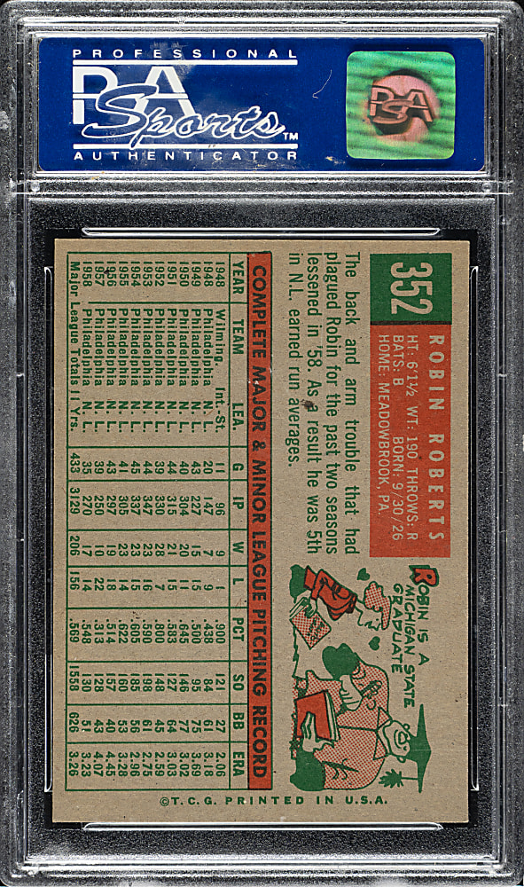 1959 Topps #352 Robin Roberts PSA NM-MT 8
