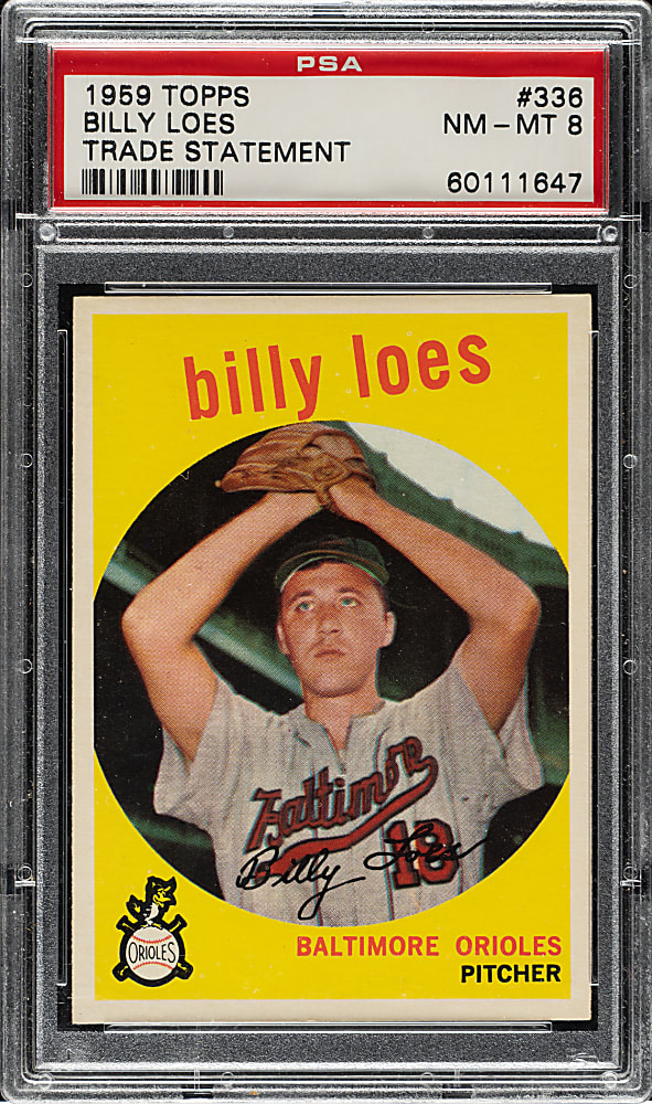 1959 Topps #336 Billy Loes PSA NM-MT 8