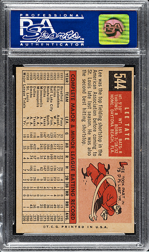 1959 Topps #544 Lee Tate PSA NM-MT 8