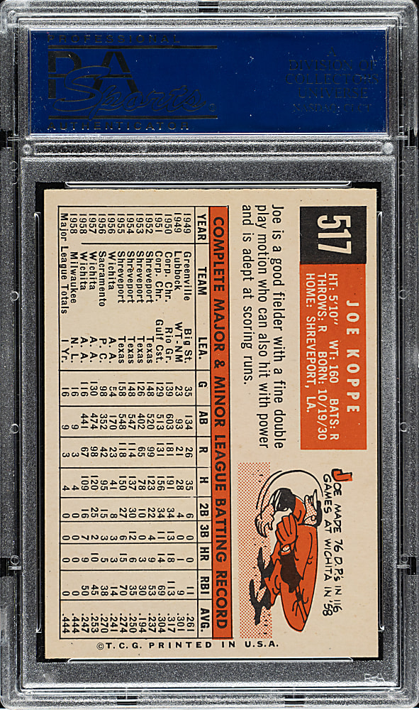 1959 Topps #517 Joe Koppe PSA NM-MT 8