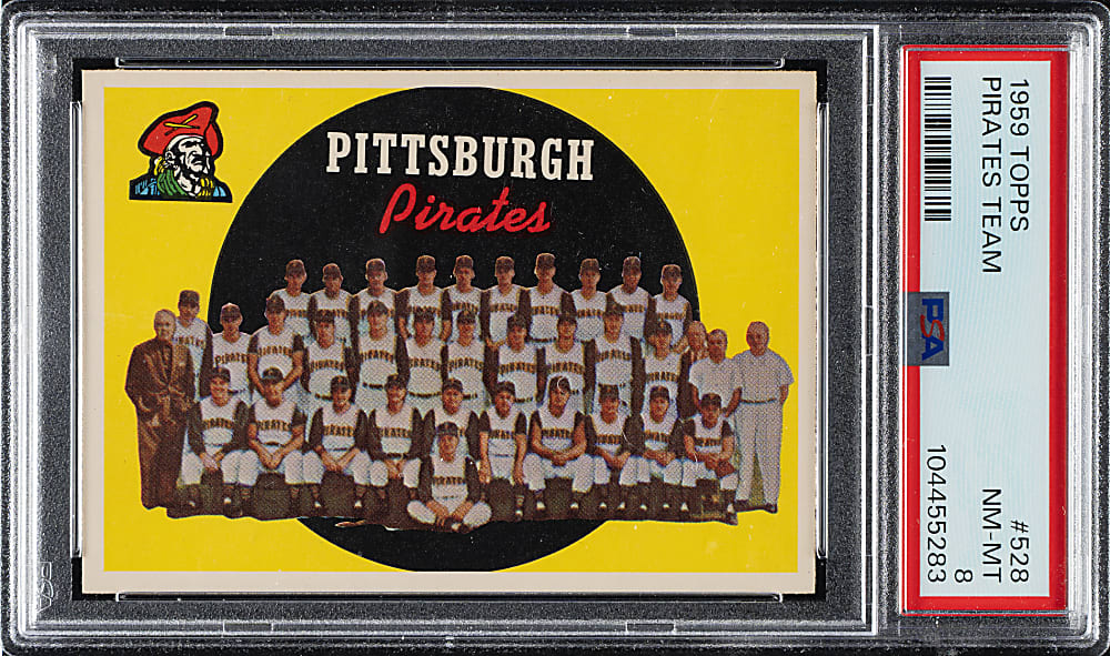 1959 Topps #528 Pittsburgh Pirates Team PSA NM-MT 8