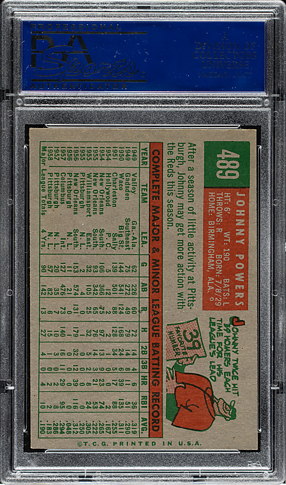 1959 Topps #489 John C. Powers PSA NM-MT 8