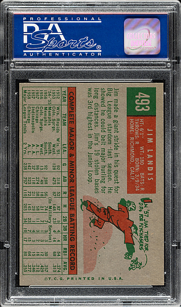 1959 Topps #493 Jim Landis PSA NM-MT 8