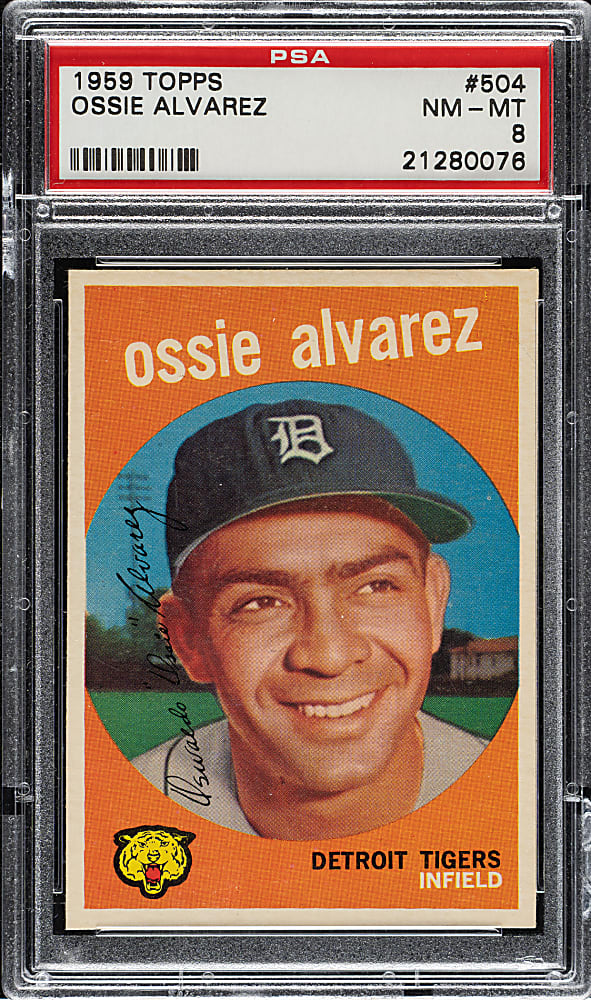 1959 Topps #504 Ossie Alvarez PSA NM-MT 8