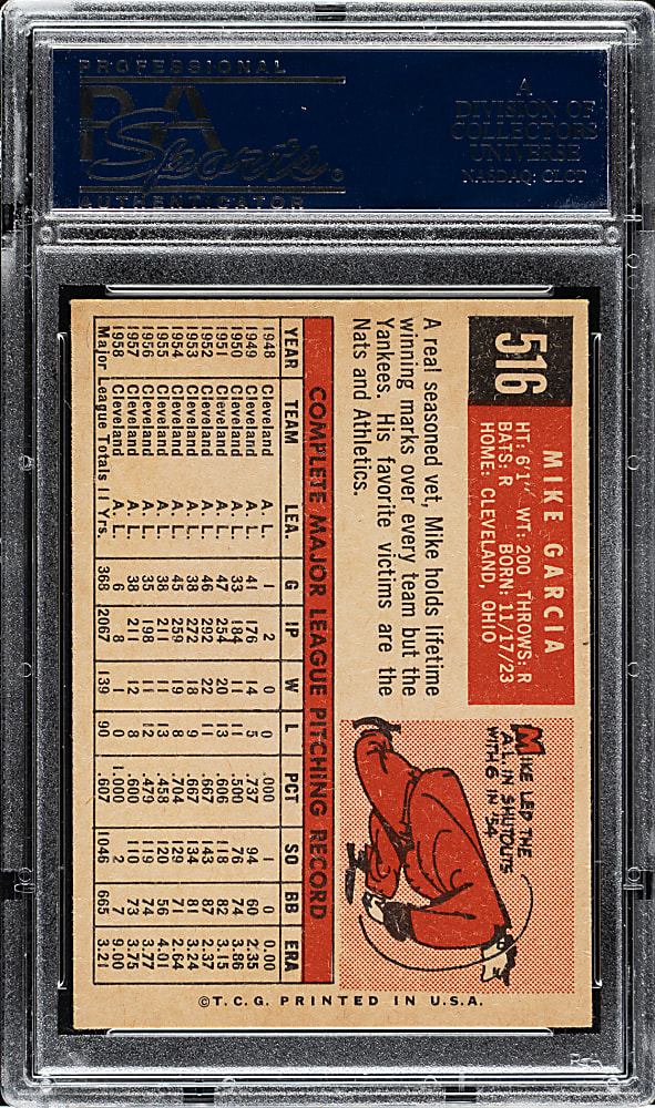 1959 Topps #516 Mike Garcia PSA NM-MT 8