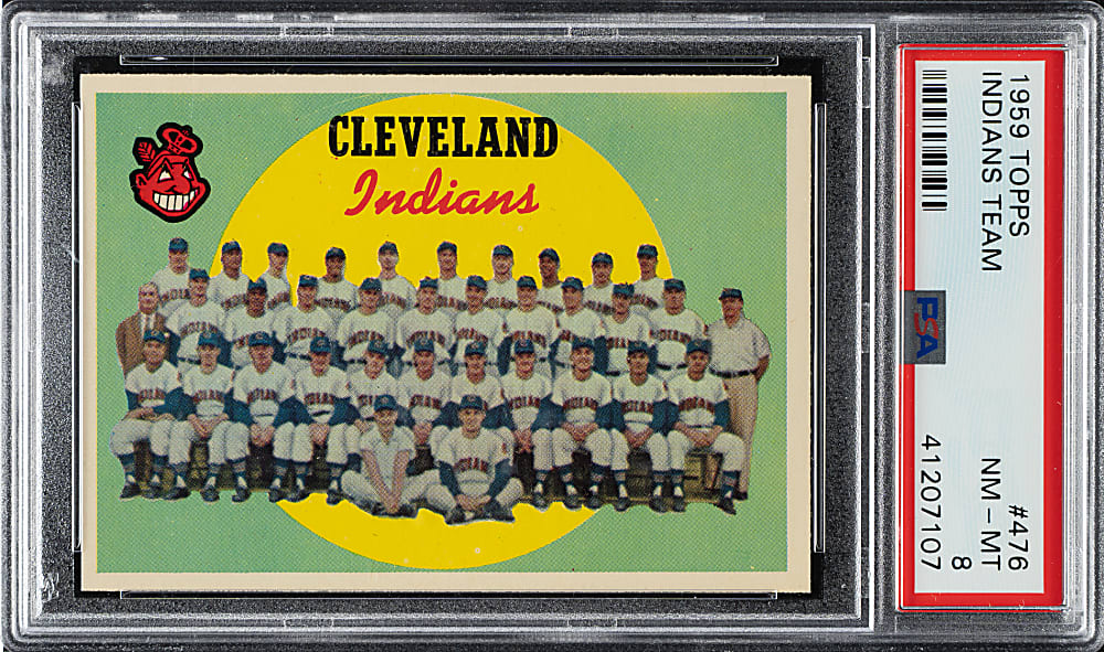 1959 Topps #476 Cleveland Indians Team PSA NM-MT 8