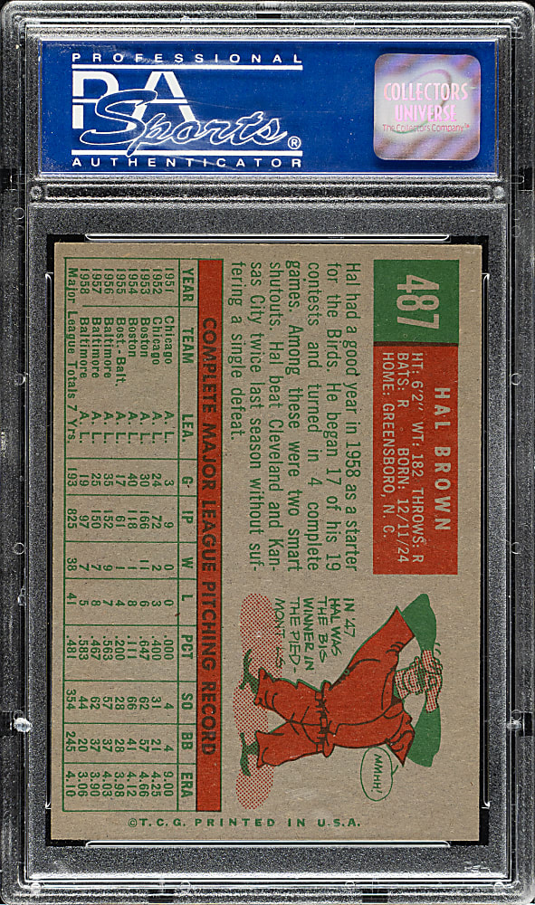 1959 Topps #487 Hal Brown PSA NM-MT 8