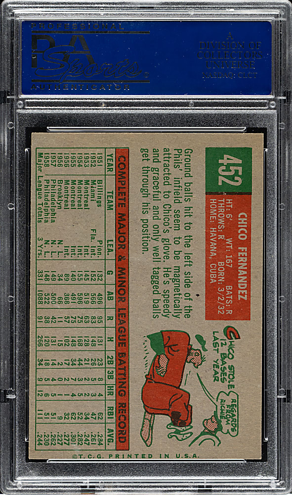 1959 Topps #452 Chico Fernandez PSA NM-MT 8