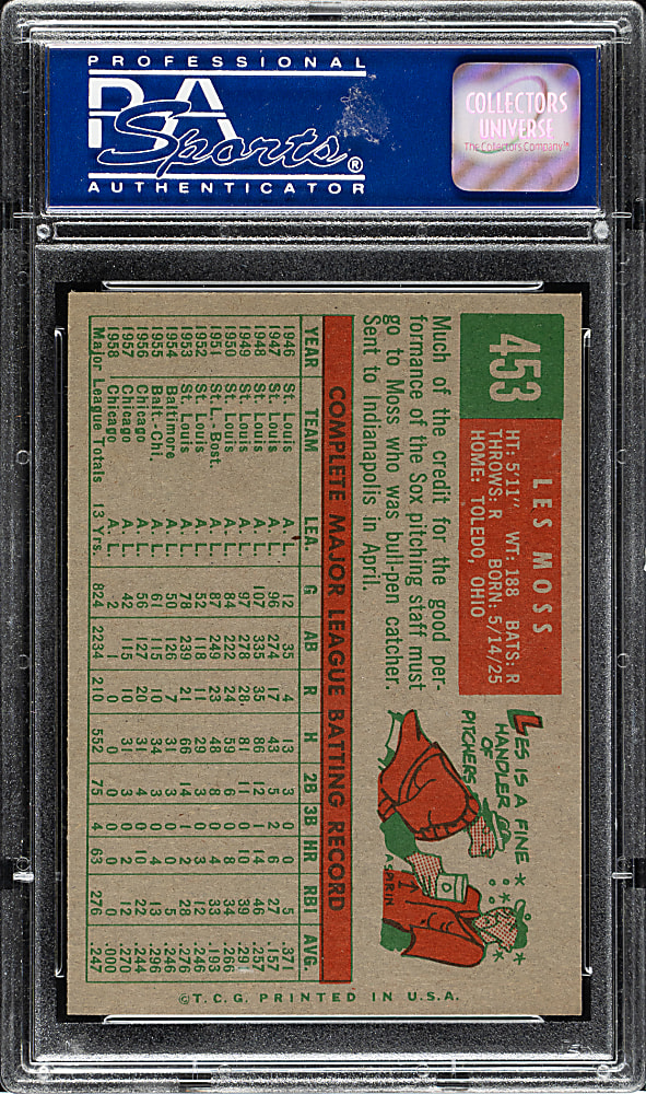 1959 Topps #453 Les Moss PSA NM-MT 8