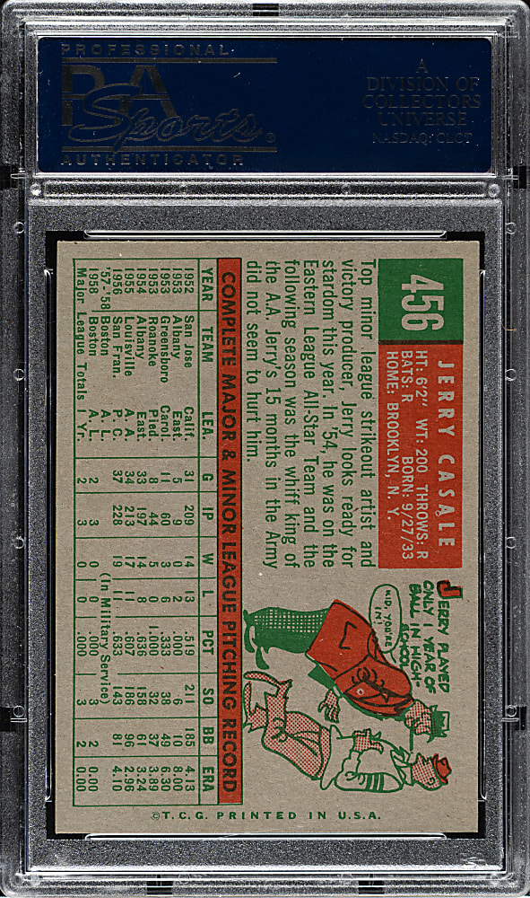 1959 Topps #456 Jerry Casale PSA NM-MT 8