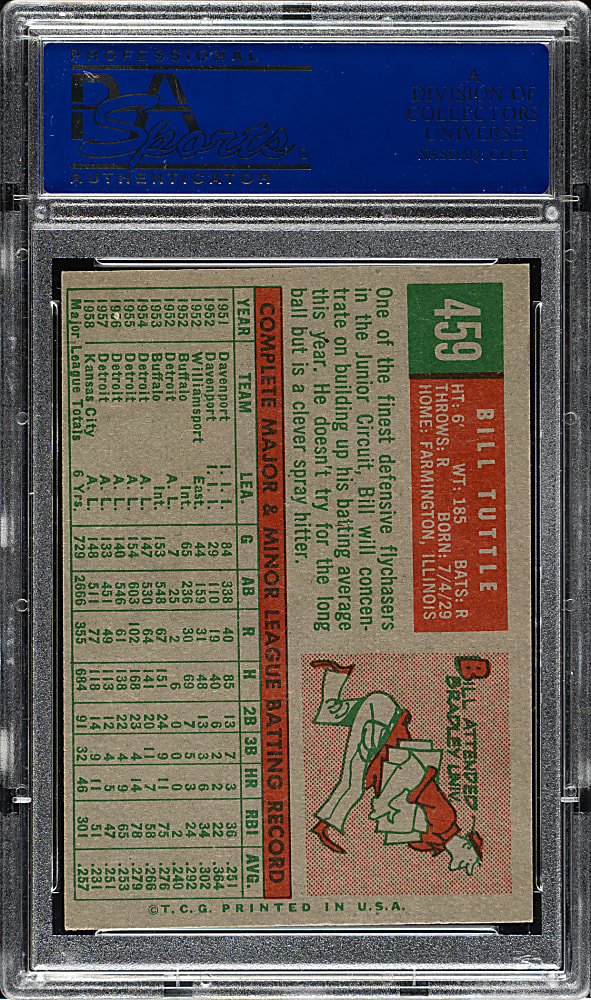 1959 Topps #459 Bill Tuttle PSA NM-MT 8