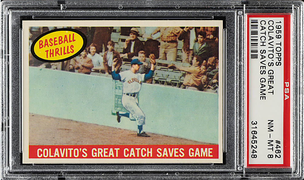 1959 Topps #462 Colavito's Great Catch PSA NM-MT 8