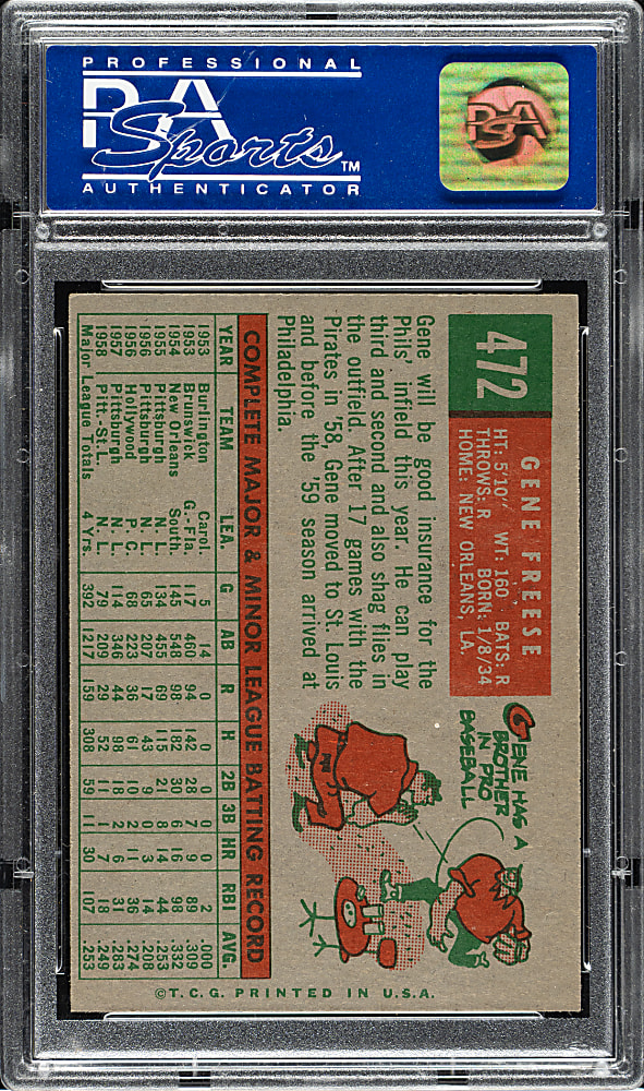 1959 Topps #472 Gene Freese PSA NM-MT 8