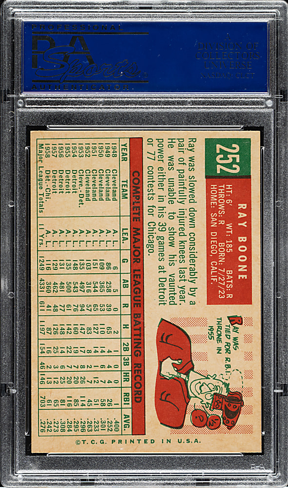 1959 Topps #252 Ray Boone PSA NM-MT 8
