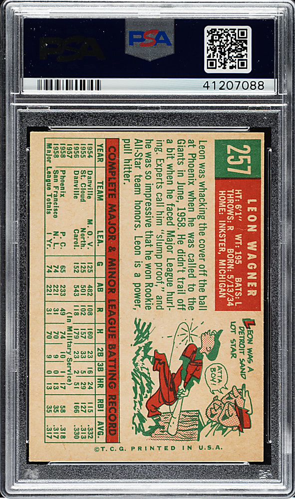 1959 Topps #257 Leon Wagner PSA NM-MT 8