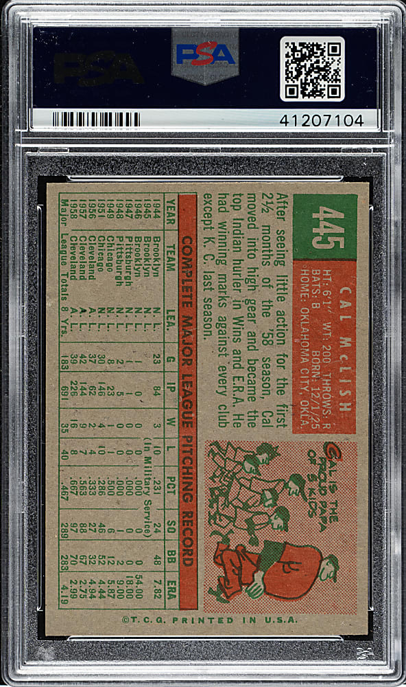 1959 Topps #445 Cal McLish PSA NM-MT 8