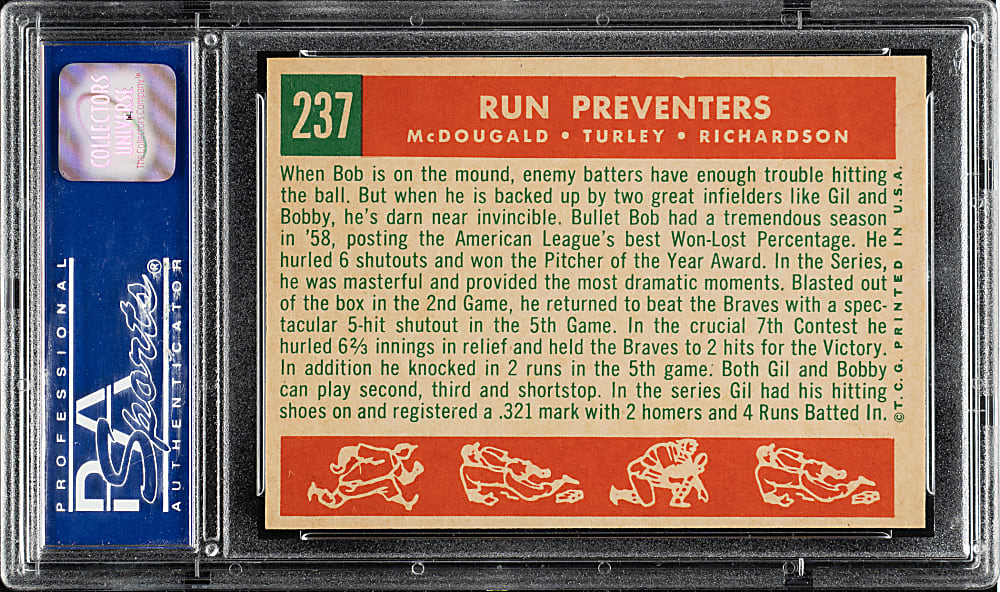 1959 Topps #237 McDougald/Turley/Richardson PSA NM-MT 8