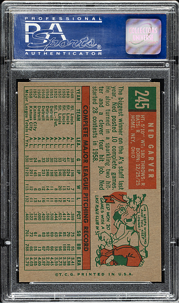 1959 Topps #245 Ned Garver PSA NM-MT 8