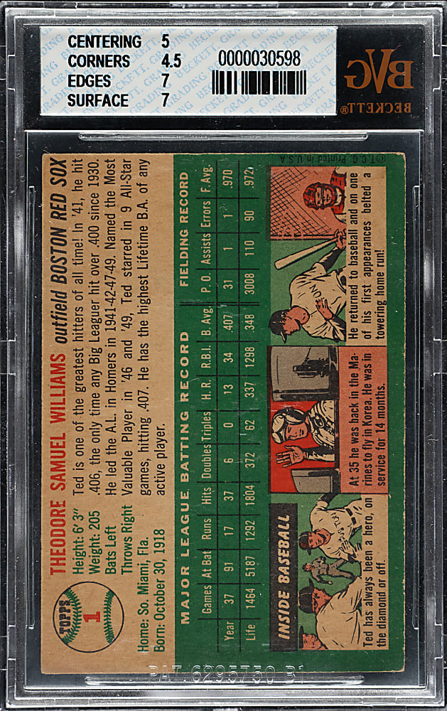 1954 Topps #1 Ted Williams BVG EX 5
