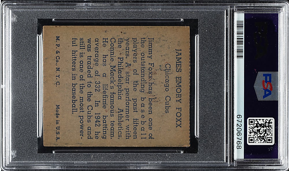 1943 R302-1 M. P. & Co. Jimmy Foxx PSA EX+ 5.5