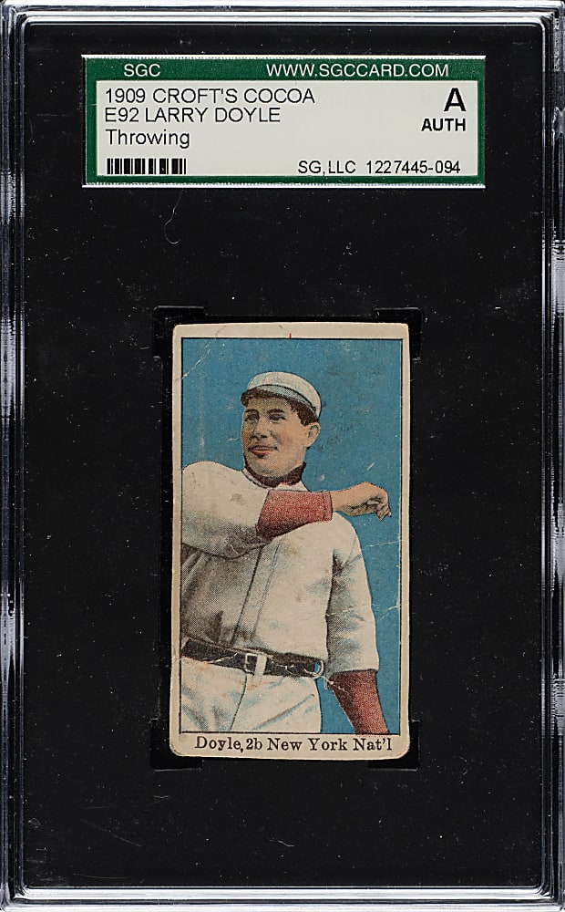 1909 E92 Croft's Cocoa Larry Doyle Throwing SGC Authentic