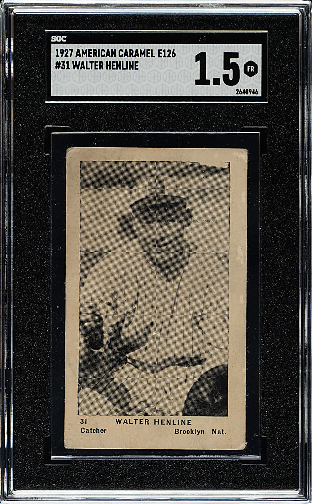 1927 E126 American Caramel "Series of 60" #31 Walter Henline SGC FAIR 1.5
