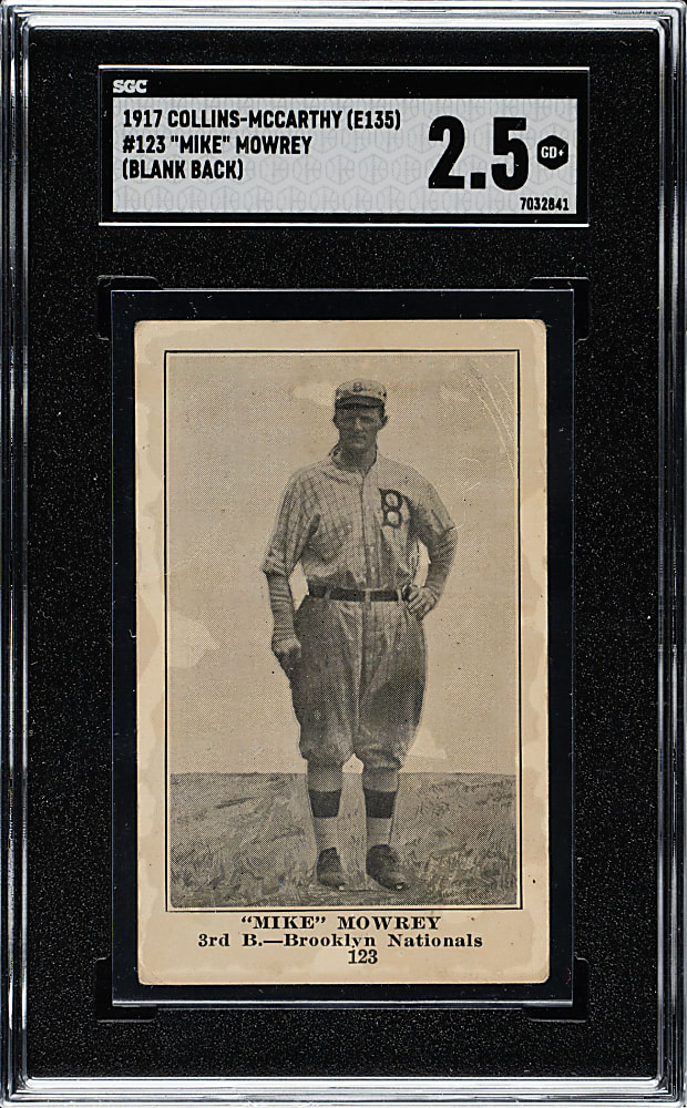 1917 E135 Collins-McCarthy #123 Mike Mowrey Blank Back SGC GOOD+ 2.5