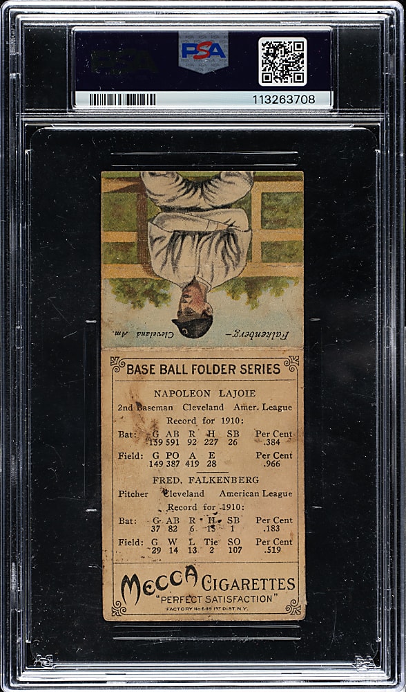 1911 T201 Mecca Double Folders Nap Lajoie/Falkenberg PSA FAIR 1.5