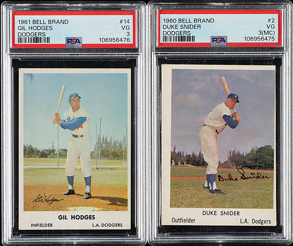 1960 and 1961 Bell Brand Dodgers PSA-Graded Pair: Duke Snider and Gil Hodges