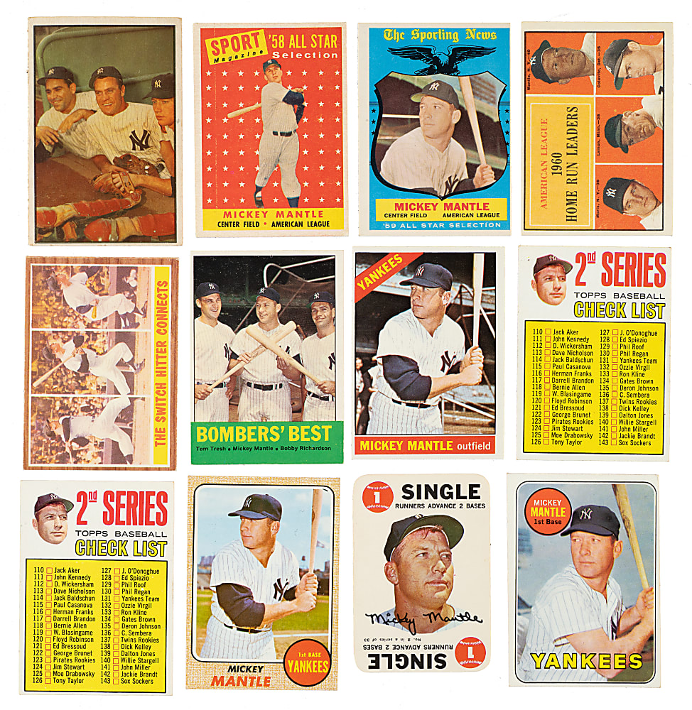 1953 to 1969 Bowman Color and Topps Mickey Mantle Collection (12)