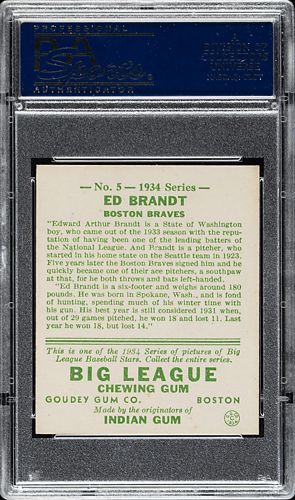 1934 R320 Goudey #5 Ed Brandt PSA NM 7