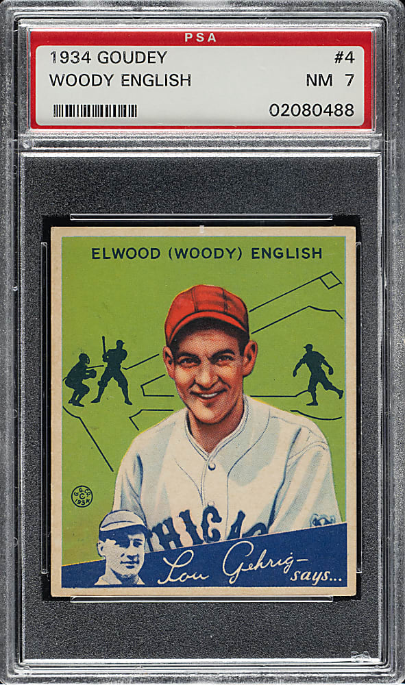 1934 R320 Goudey #4 Woody English PSA NM 7