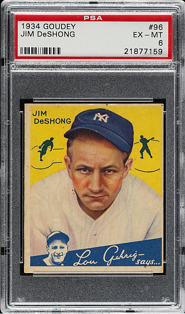 1934 R320 Goudey #96 Jim DeShong PSA EX-MT 6