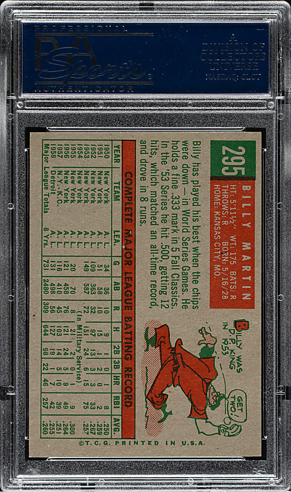 1959 Topps #295 Billy Martin PSA NM-MT 8